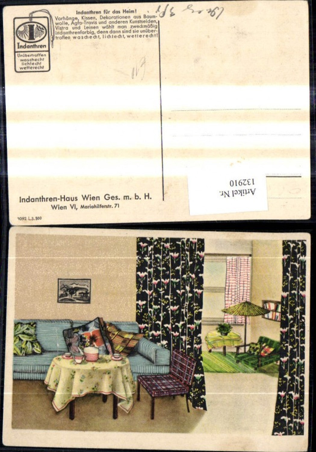 132910,Reklame Indanthren Stoff Stoffe Wien Wohnzimmer
