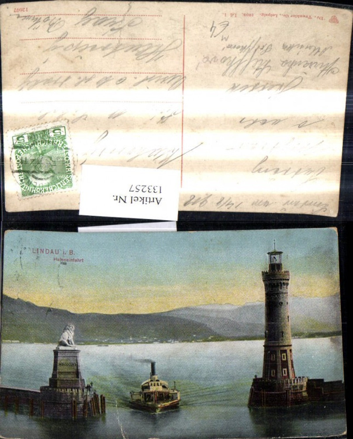 133257,Leuchtturm Lindau i. Bodensee Hafeneinfahrt Schiff Dampfer Löwendenkmal