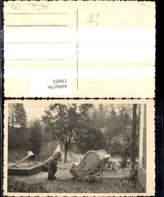 136053,Foto Ak Kind m. Kinderwagen Sandkiste