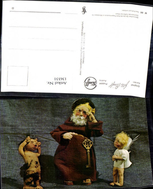 136331,Puppen Elli Riehl W 86 Spielzeug Priester Mönch m. goldenen Schlüssel Engel Teufel