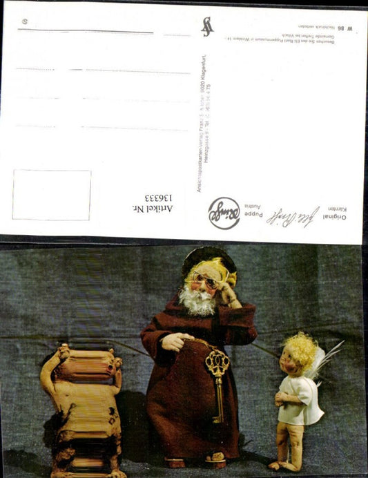 136333,Puppen Elli Riehl W 86 Spielzeug Priester Mönch m. goldenen Schlüssel Engel Teufel