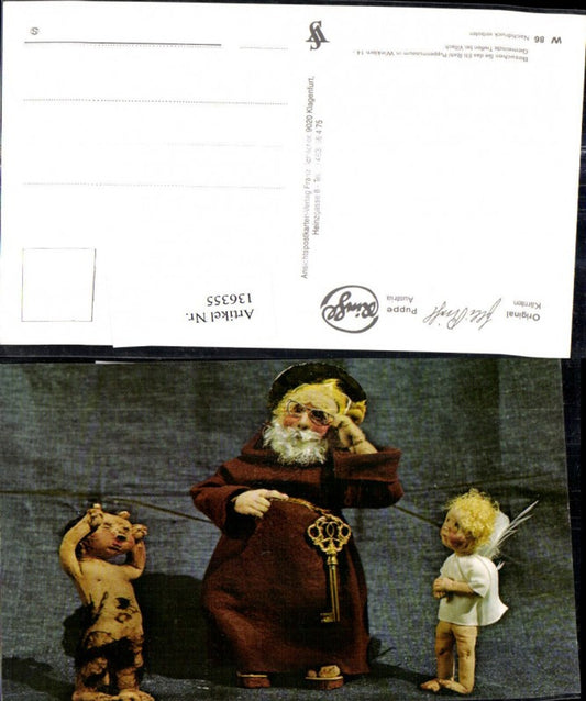 136355,Puppen Elli Riehl W 86 Spielzeug Priester Mönch m. goldenen Schlüssel Engel Teufel