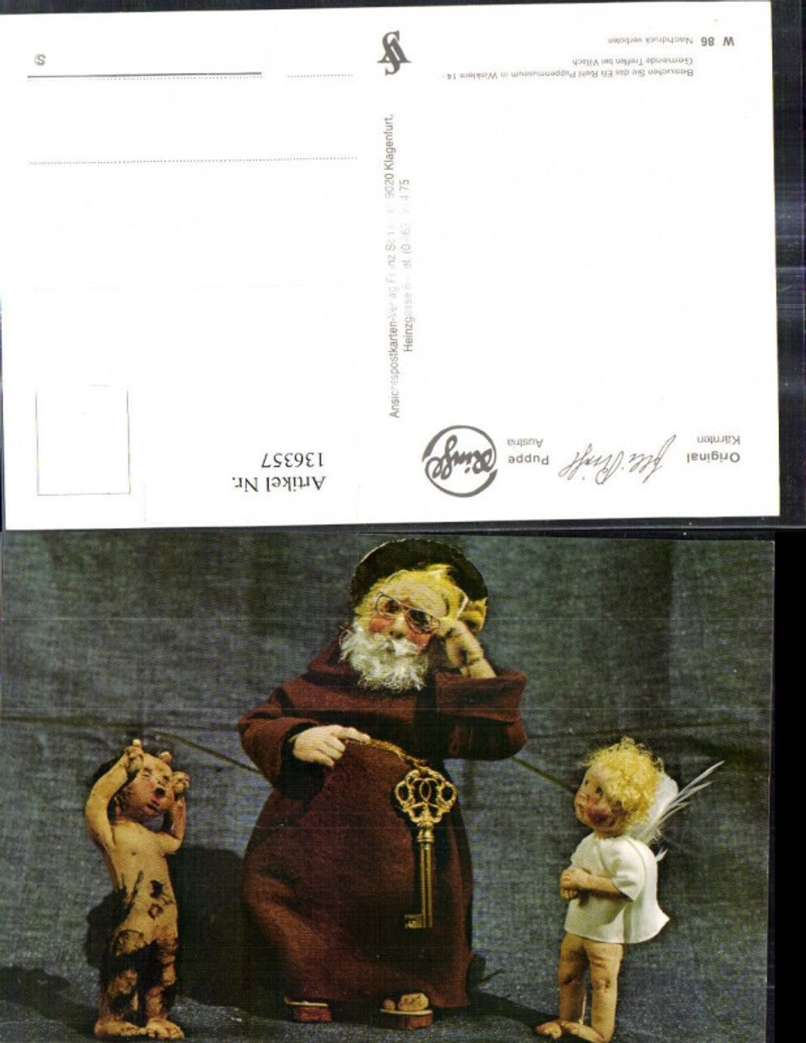 136357,Puppen Elli Riehl W 86 Spielzeug Priester Mönch m. goldenen Schlüssel Engel Teufel