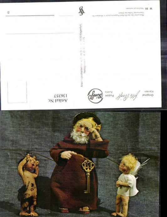 136357,Puppen Elli Riehl W 86 Spielzeug Priester Mönch m. goldenen Schlüssel Engel Teufel