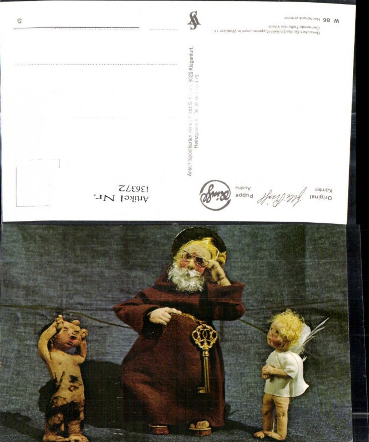 136372,Puppen Elli Riehl W 86 Spielzeug Priester Mönch m. goldenen Schlüssel Engel Teufel