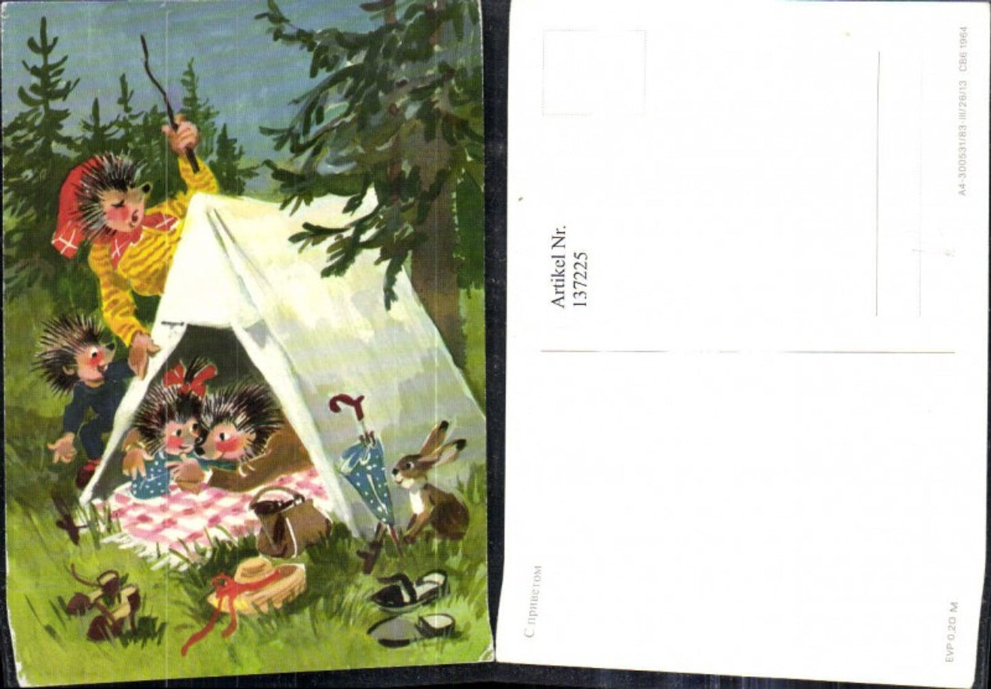 137225,Igel Familie Zelt i. Wald Hase