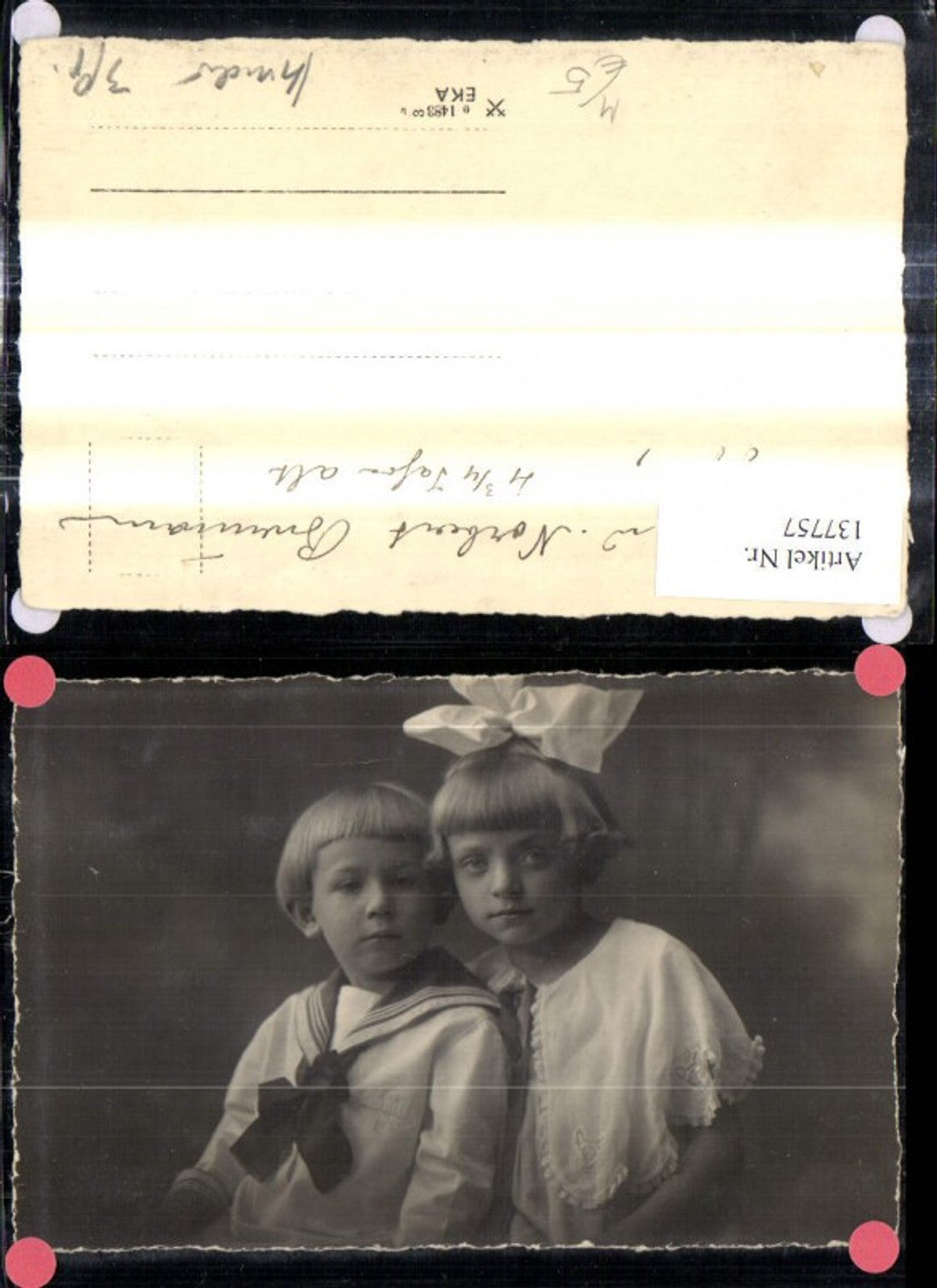137757,Foto Ak Kinder Matrosenanzug Schleife i. Haar Haarschleife