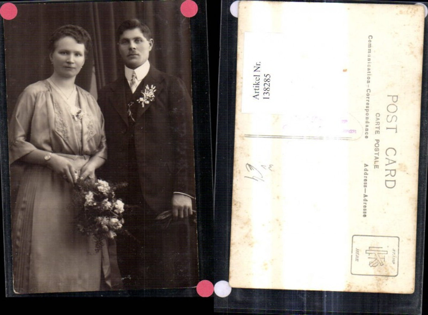 138285,Foto Ak Brautpaar Frau Kleid Blumen Strauß pub Paul Ratschiller Meran