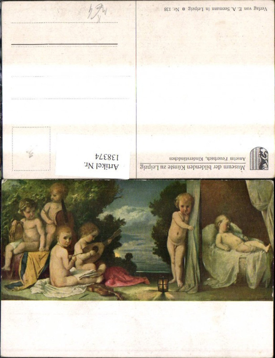 138374,Künstler Ak Anselm Feuerbach Kinderständchen Musik Mandoline Laterne