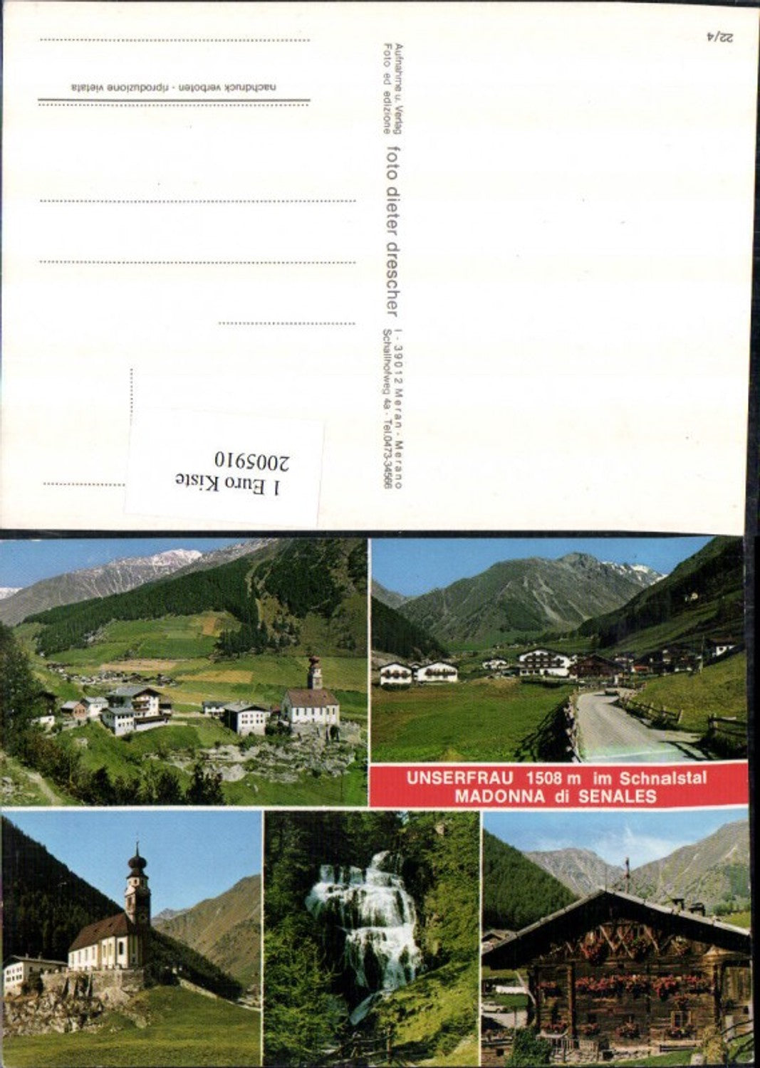 2005910,Unserfrau im Schnalstal Madonna di Senales Totale Kirche Wasserfall Mehrbildkarte