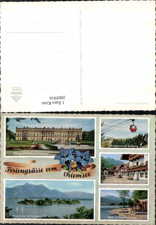 2005916,Grüße vom Chiemsee Königsschloss Seilbahn Fraueninsel Camping Mehrbildkarte