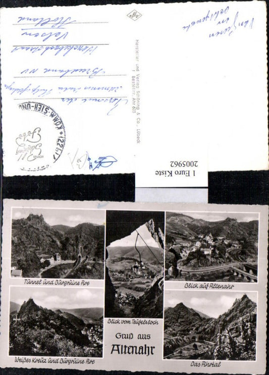 2005962,Gruß aus Altenahr Totale Weißes Kreuz u. Burgruine Tunnel Sessellift Mehrbildkarte