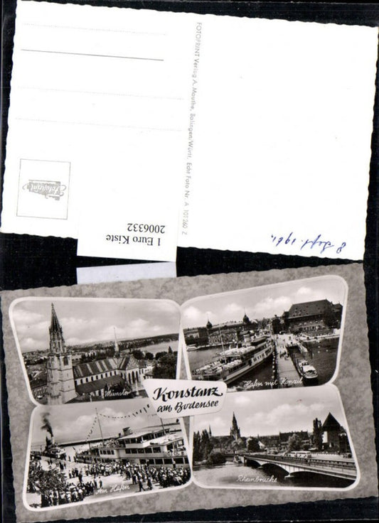 2006332,Konstanz a. Bodensee Münster Hafen m. Konzil Rheinbrücke Dampfer Mehrbildkarte