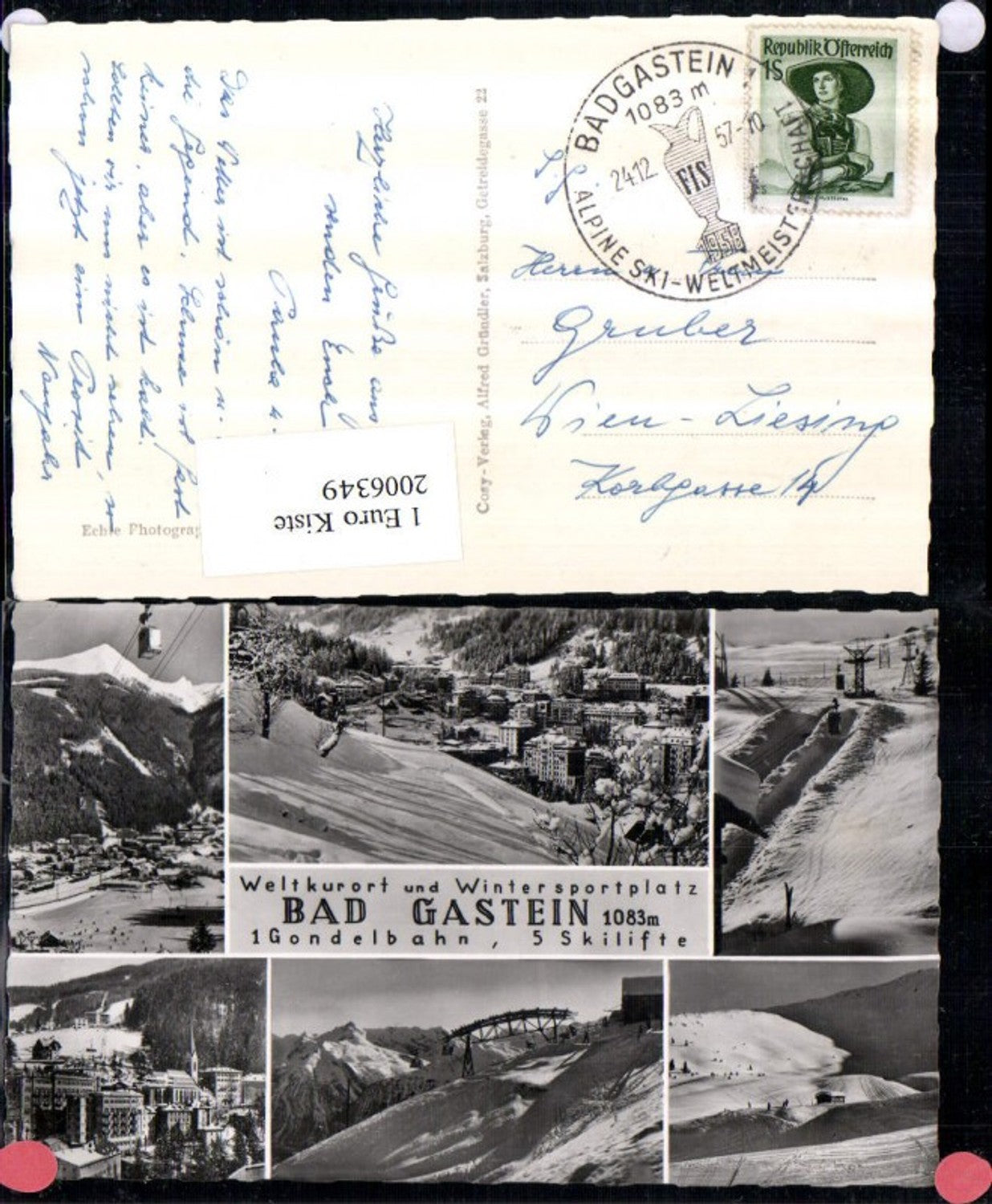 2006349,Bad Gastein im Winter Totale Gondelbahn Seilbahn Skilift Mehrbildkarte