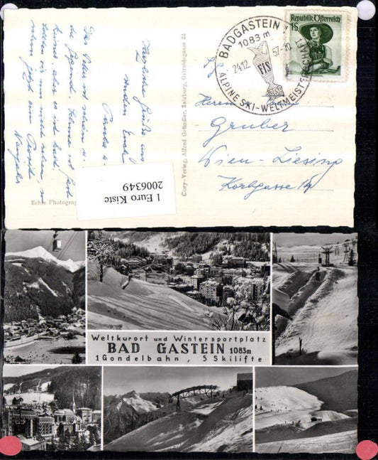2006349,Bad Gastein im Winter Totale Gondelbahn Seilbahn Skilift Mehrbildkarte