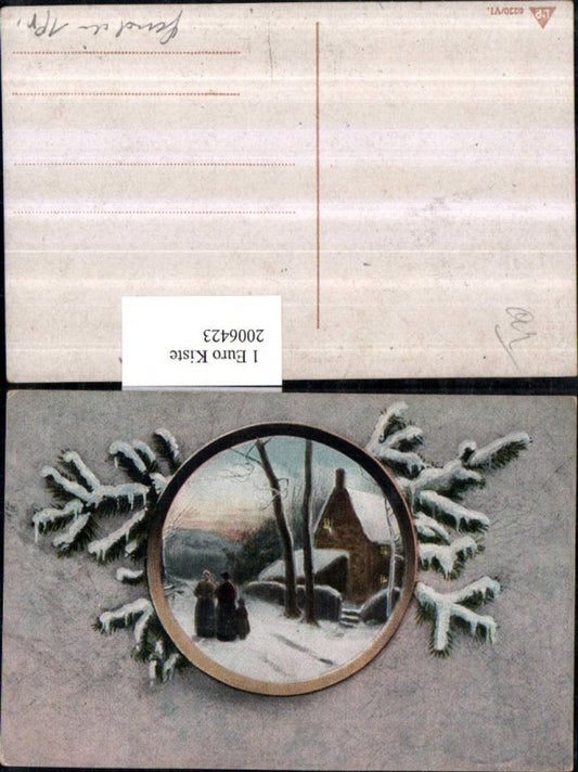 2006423,Passepartout Winterlandschaft Tannenzweige