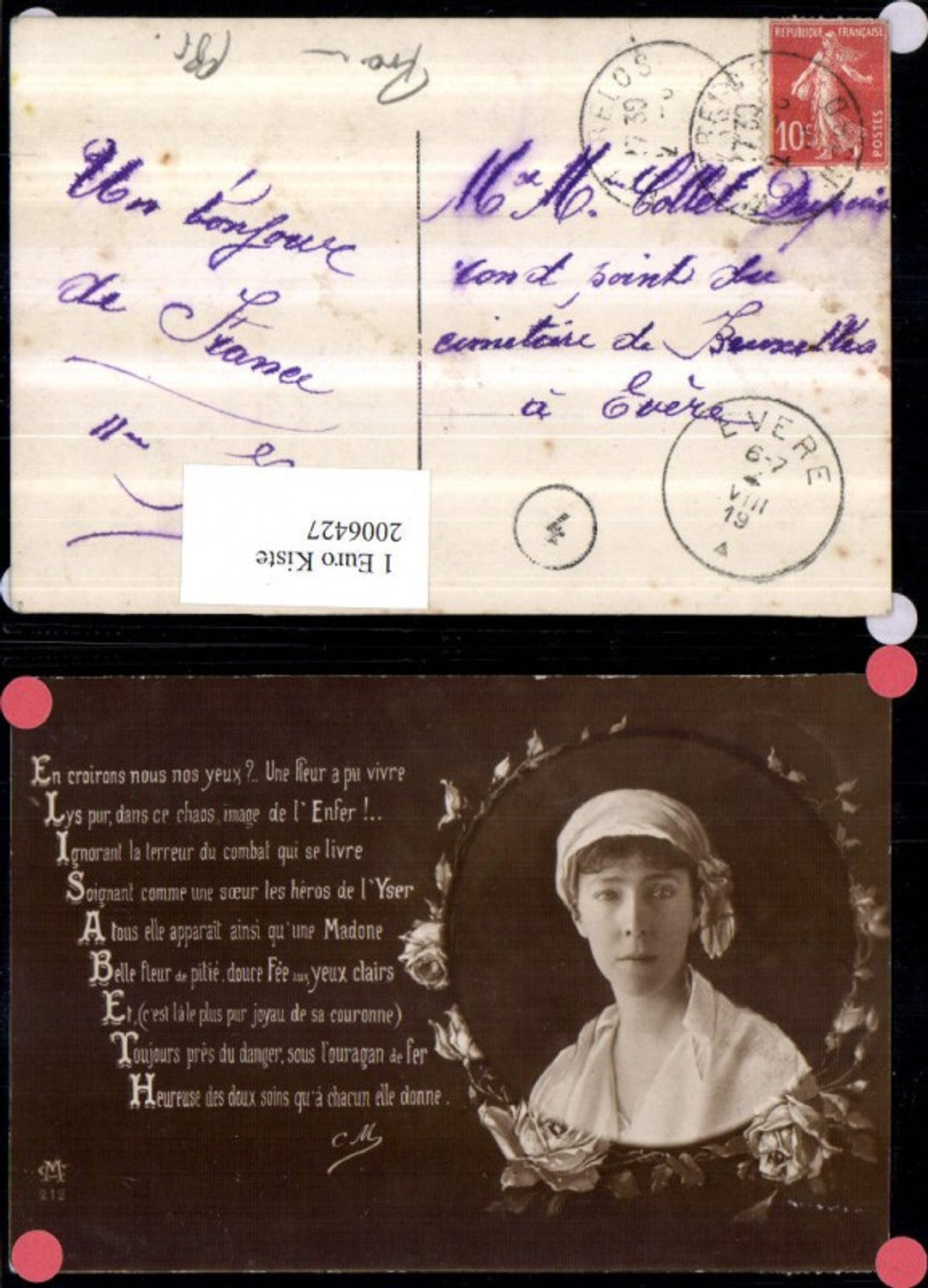 2006427,Elisabeth Text Frau m. Kopftuch Portrait Rosen