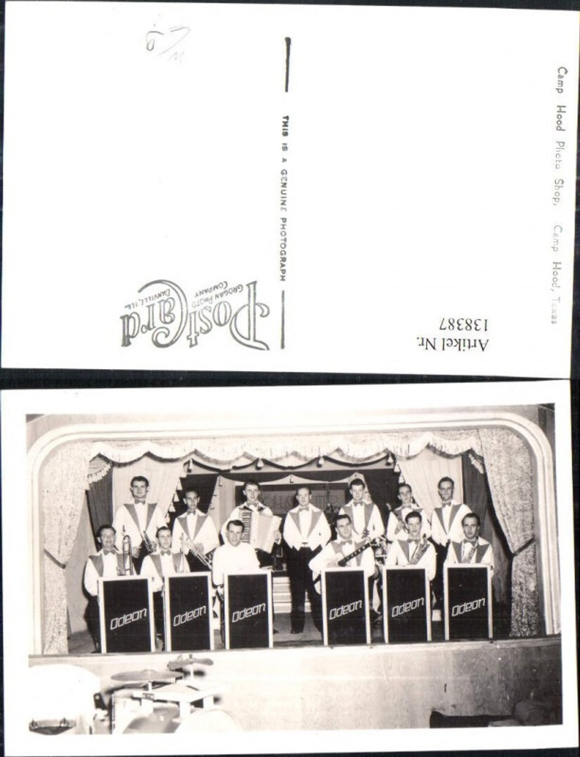 138387,Foto Ak Reklame Odeon Theater Wien Kapelle a. Bühne