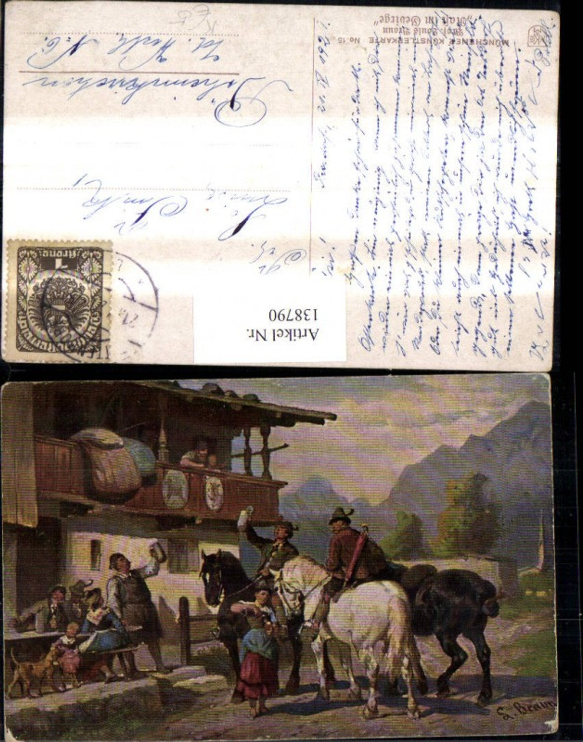138790,Künstler Ak Louis Braun Rast im Gebirge