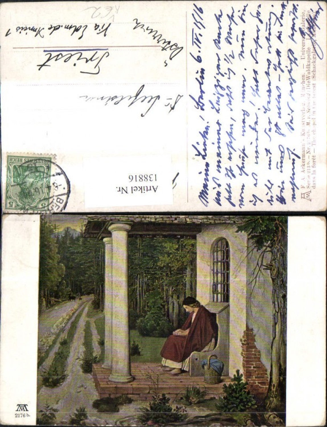 138816,Künstler Ak M. v. Schwind Die Waldkapelle pub F. A. Ackermann 213b/2176b