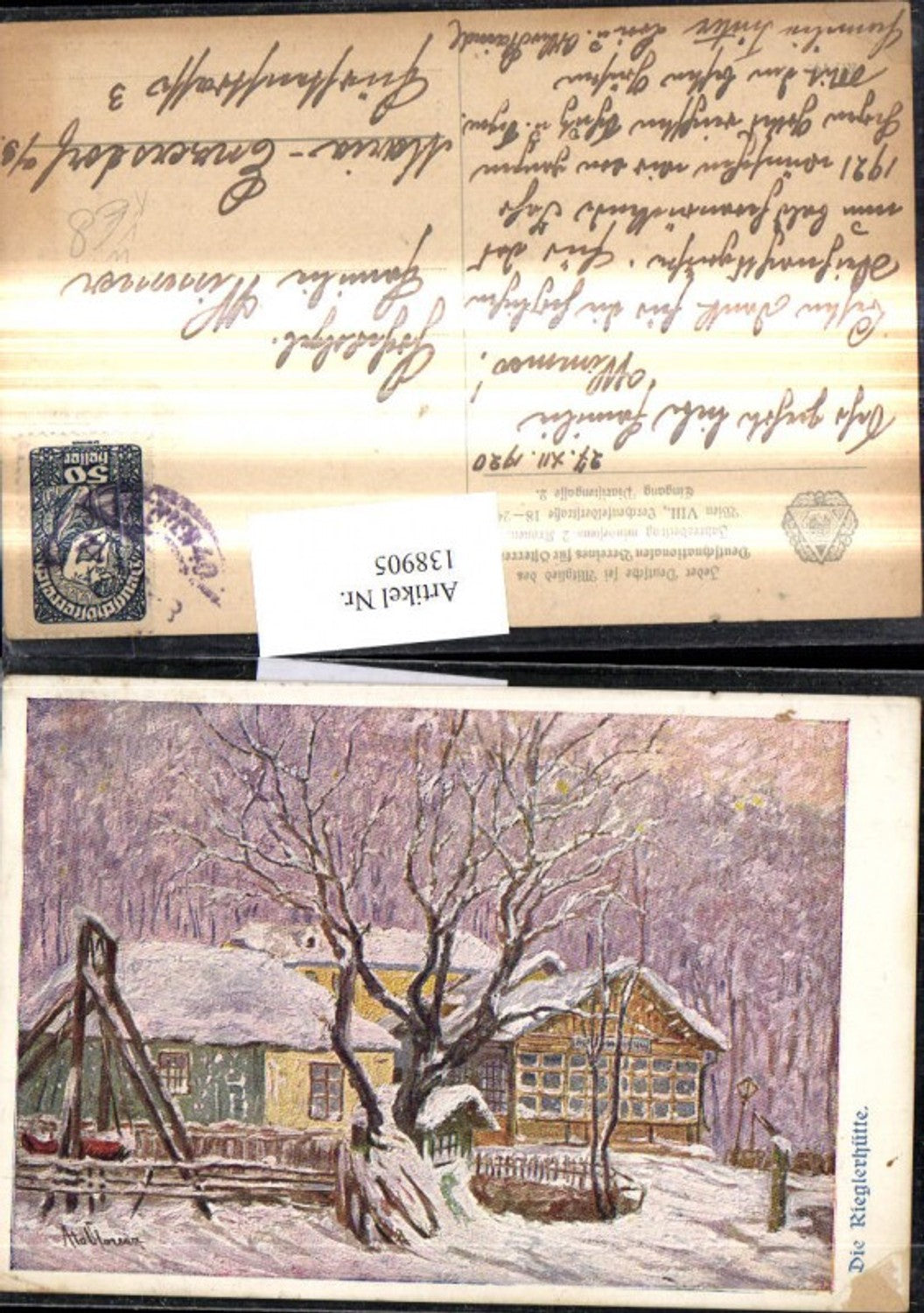 138905,Künstler Ak A. Lorenz Die Kriegerhütte pub Deutschnationalen Verein für Österreich Wien