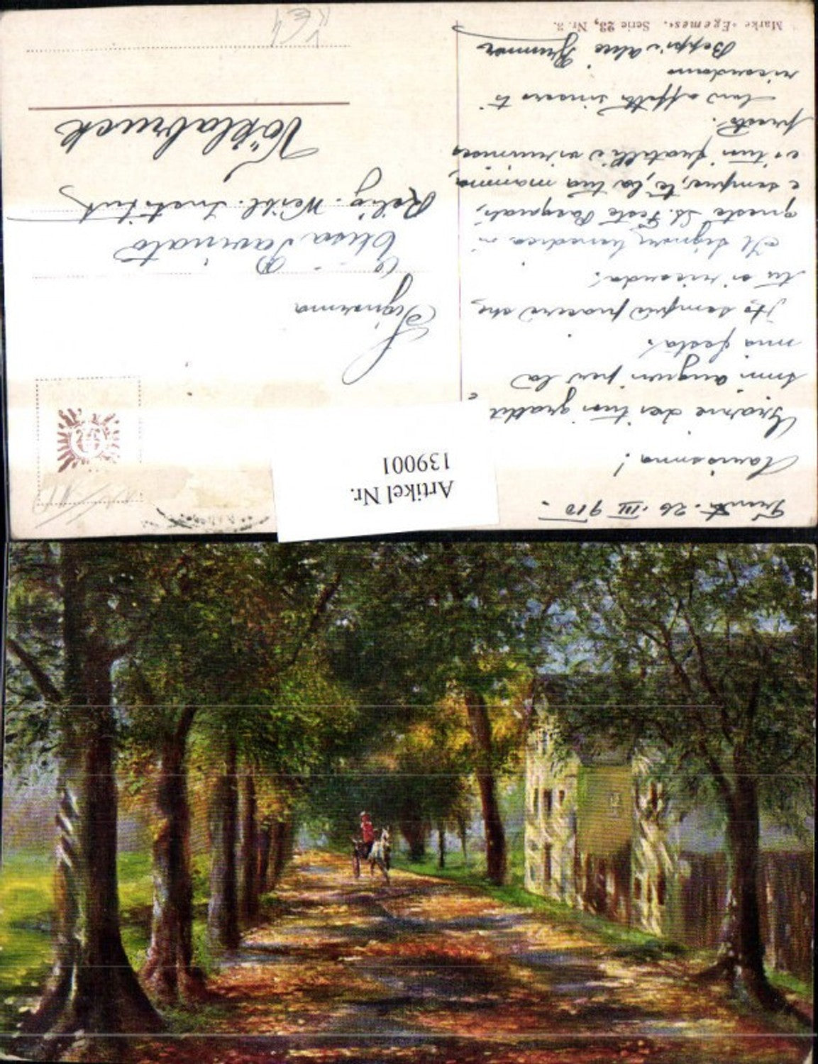139001,Künstler Ak Kutsche Baumallee Landschaft pub Egemes 23/3