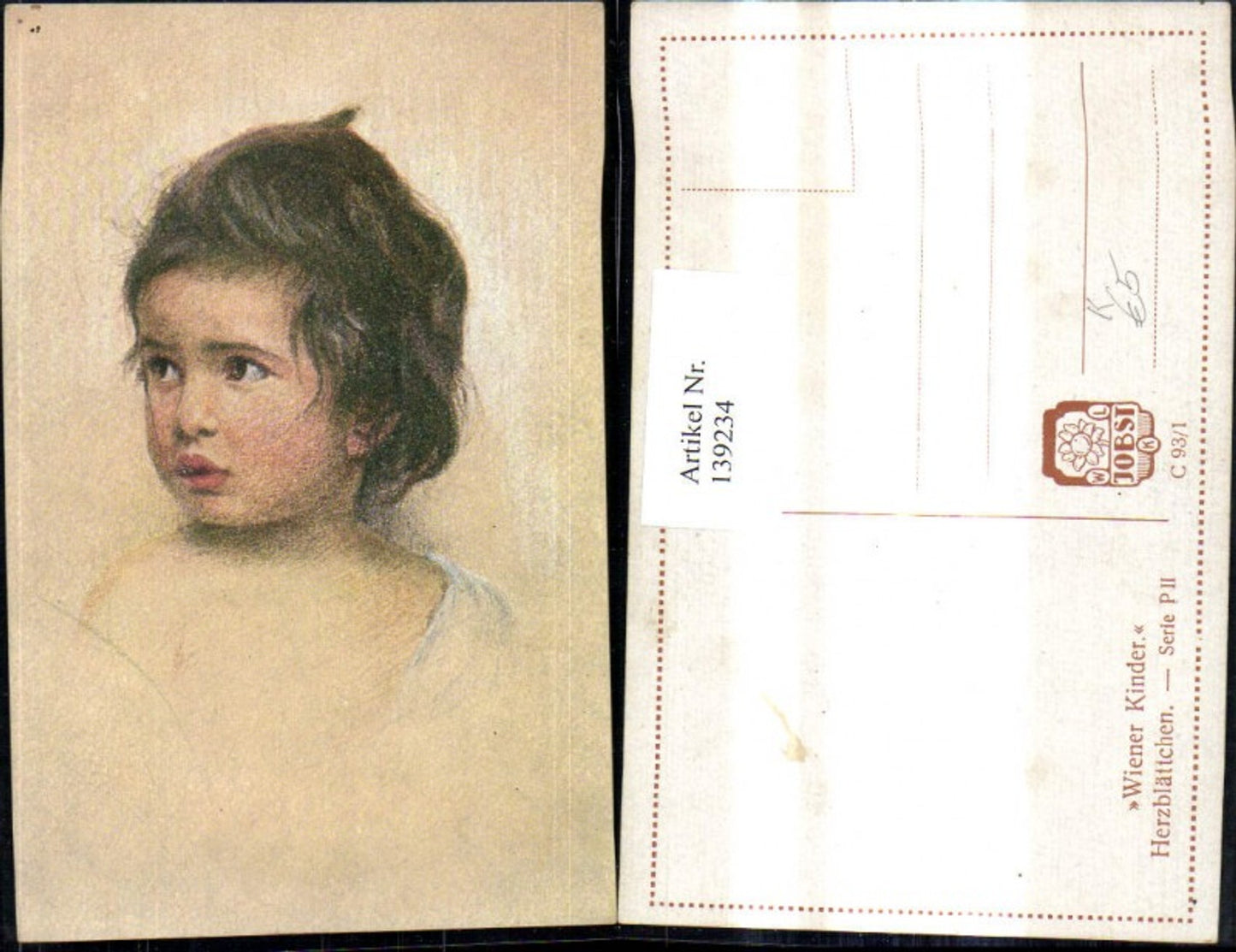 139234,Künstler Ak Wiener Kinder Herzblättchen Kind Portrait