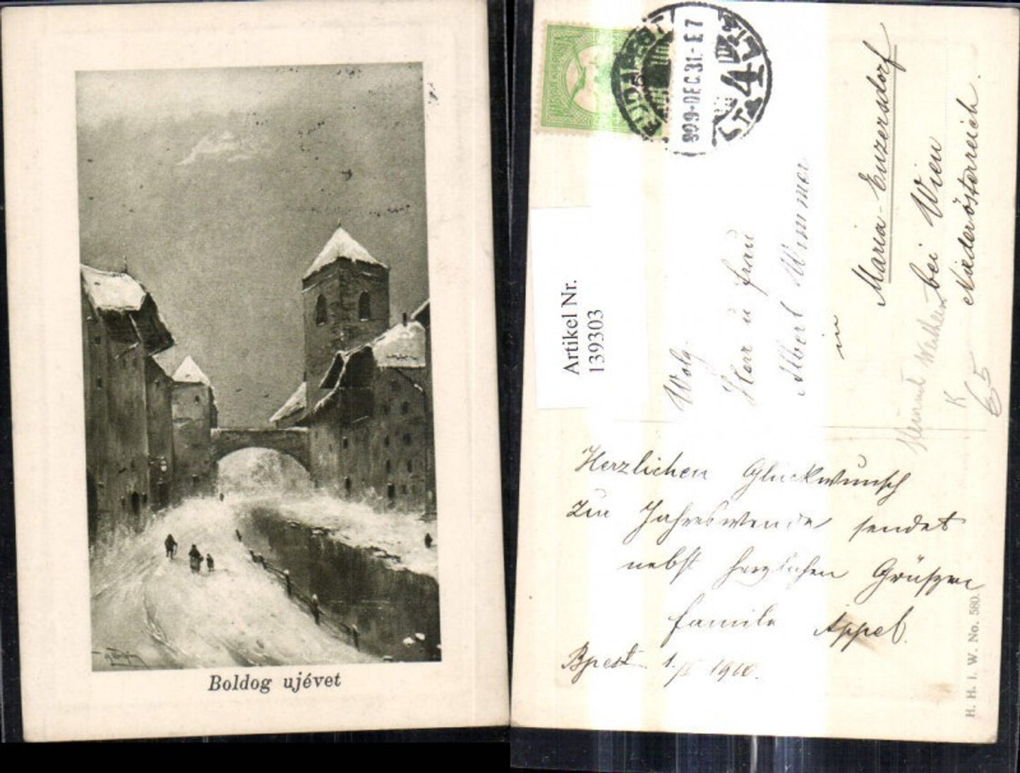 139303,Künstler Ak Heinrich Wertheim Boldog ujevet Winterstadt Passepartout