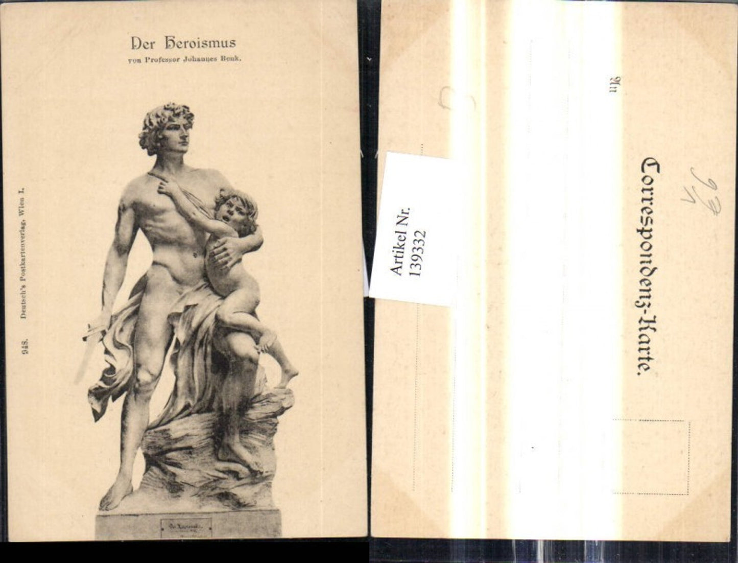 139332,Künstler Ak Prof. Johannes Benk Der Heroismus Statue pub Deutsch 948