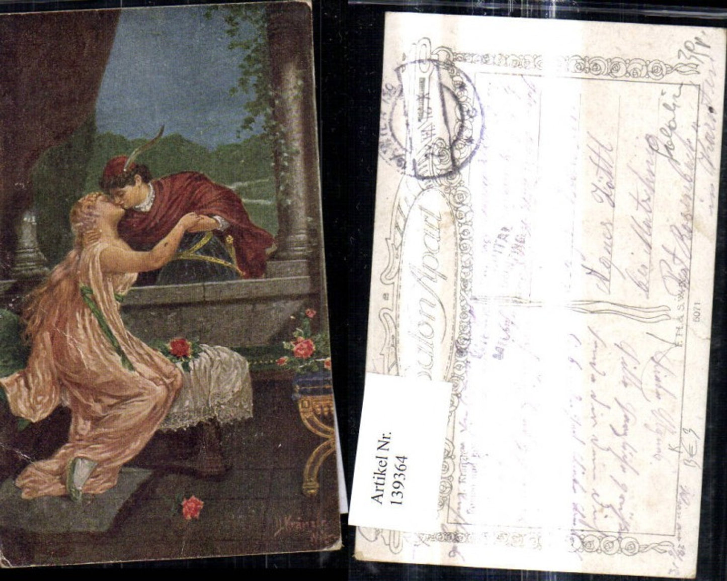 139364,Künstler Ak J. Kränzle Romeo u. Julie Kuss
