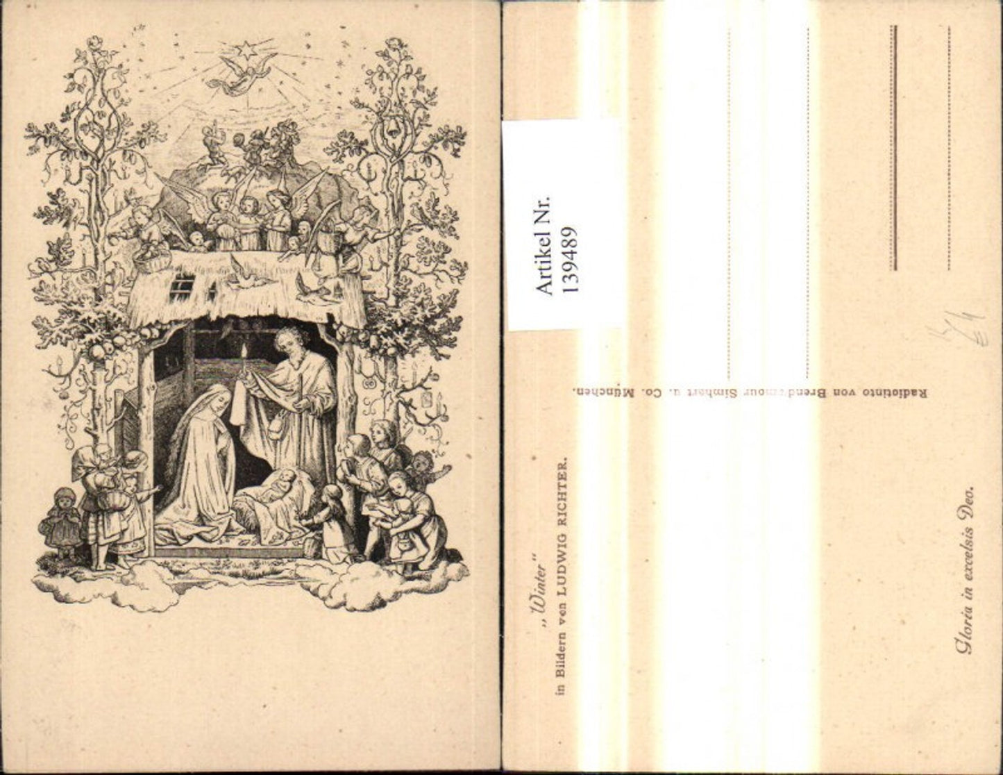 139489,Künstler Ak Ludwig Richter Winter Gloria in excelsis Deo Krippenszene Jesus Stall Bethlehem