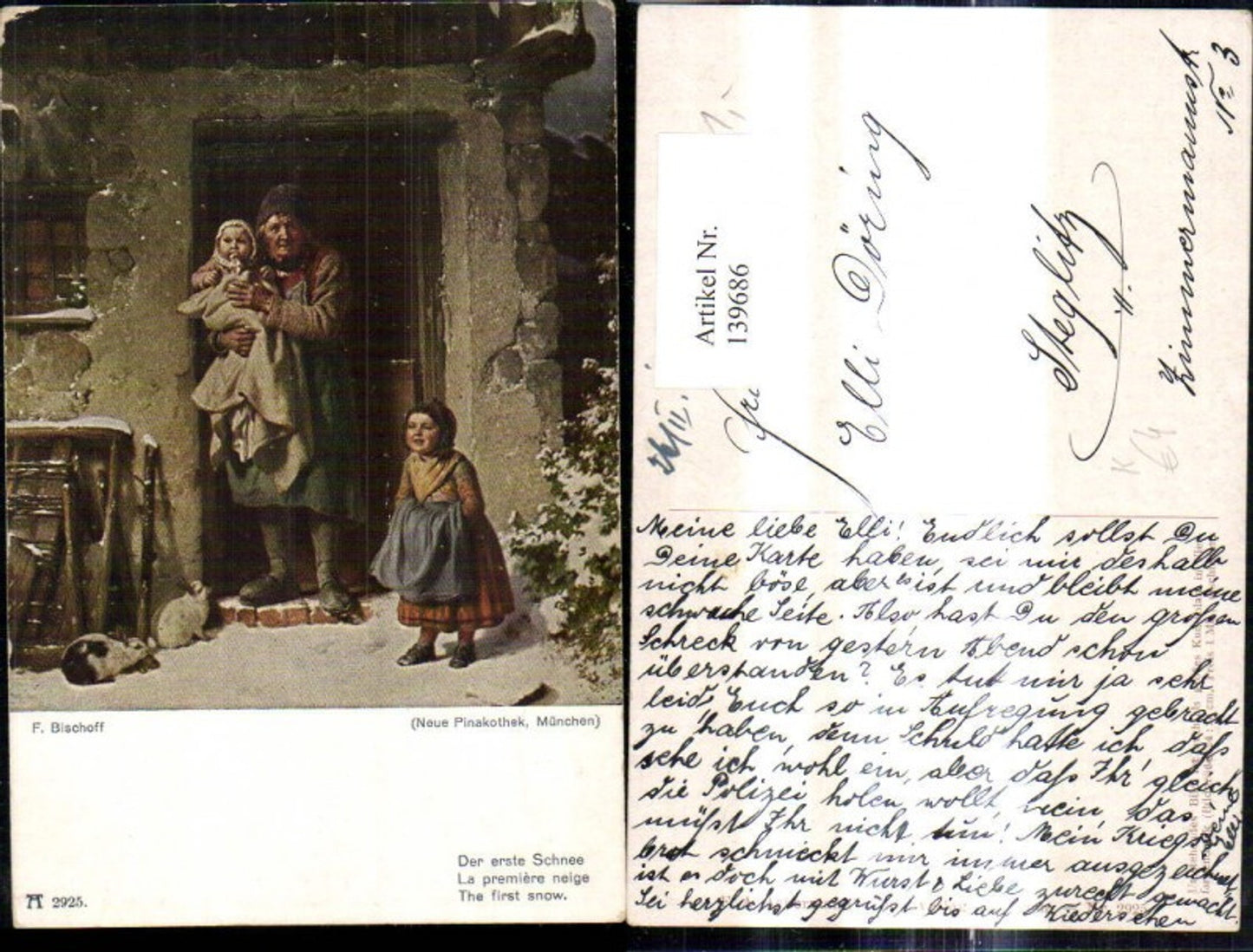 139686,Künstler Ak F. Bischoff Der erste Schnee