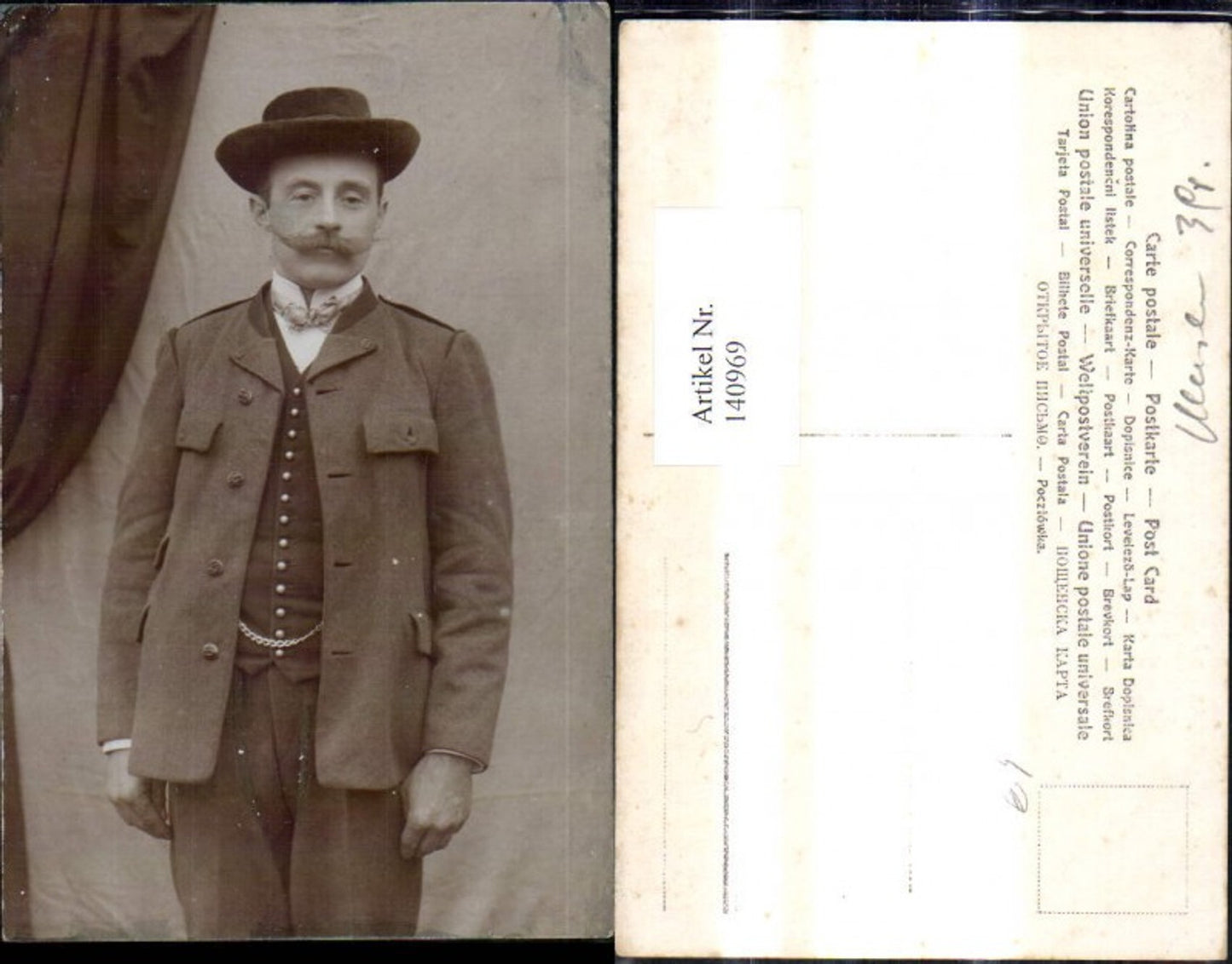 140969,Foto Ak Mann m. Hut Anzug