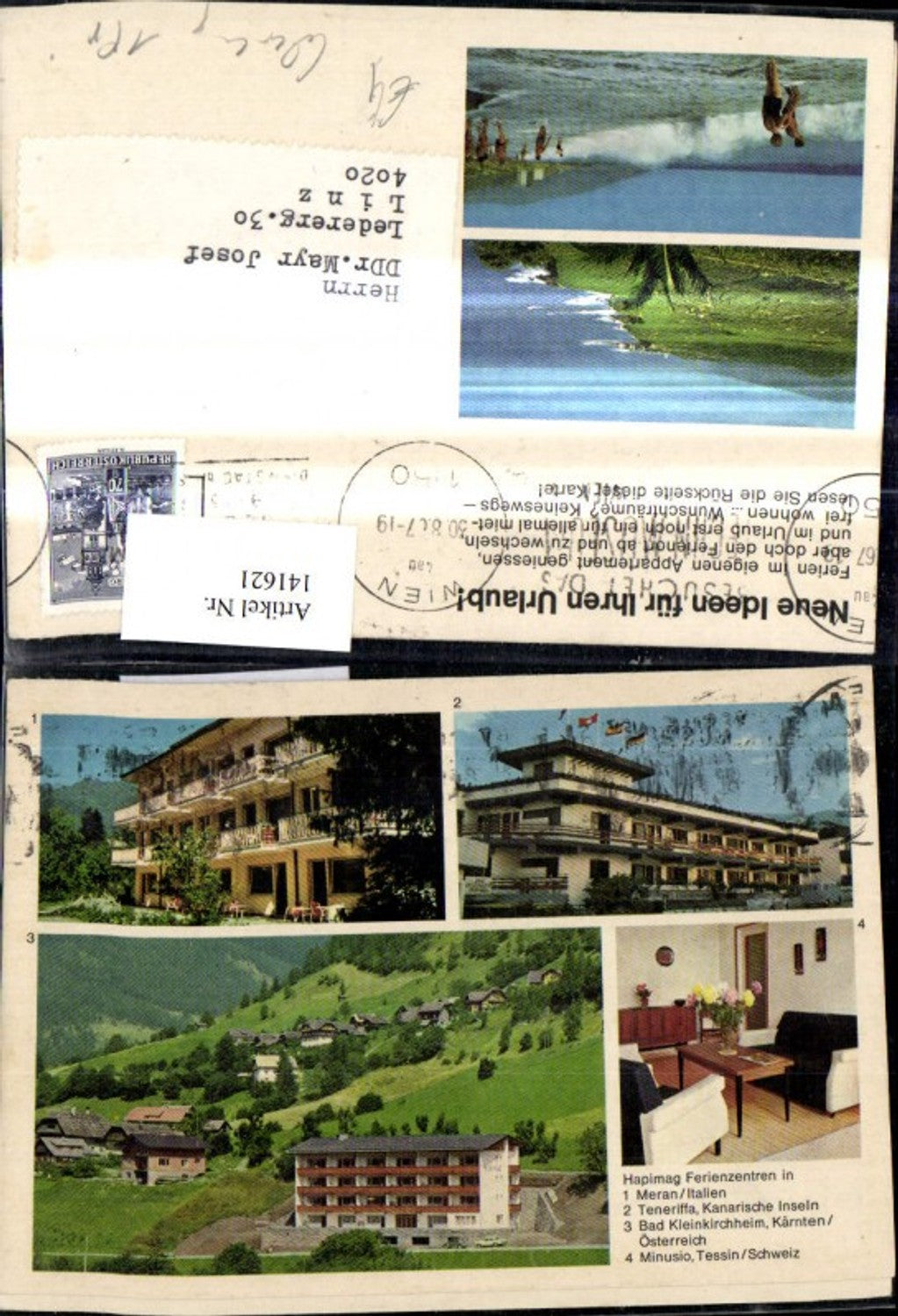 141621,Reklame Hapimag Hotel u. Appartementhaus Immoblien Anlage AG Zug Schweiz