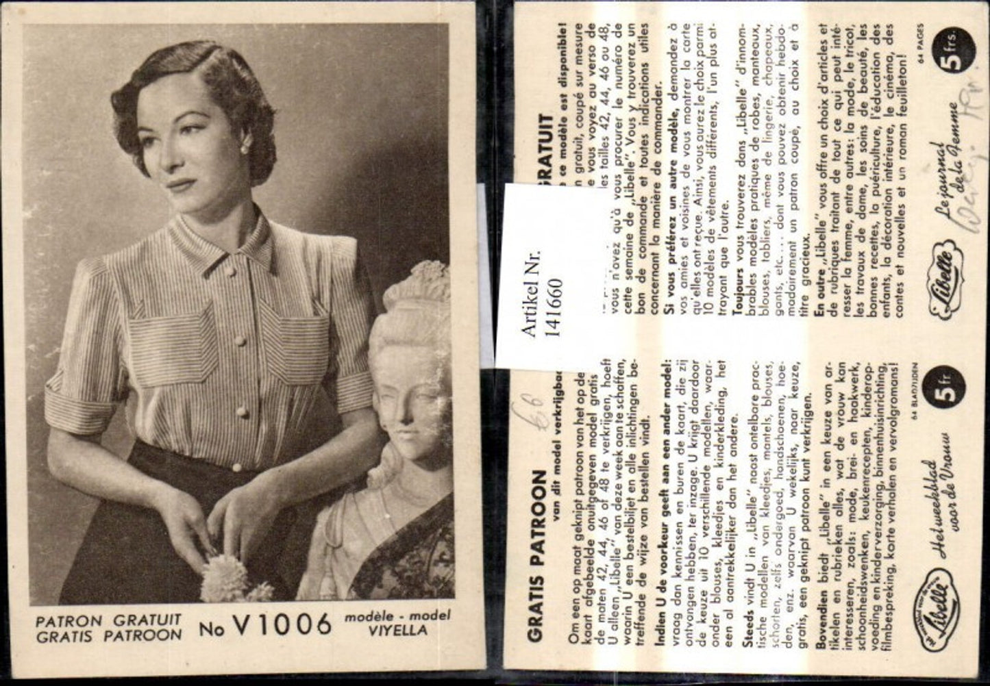 141660,Reklame Libelle Patron Gratuit Gratis Patroon No V 1006