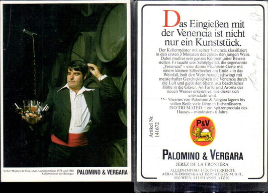 141672,Reklame Senor Montes de Oca Kellermeister der Bodegas Palomino & Vergara Wein