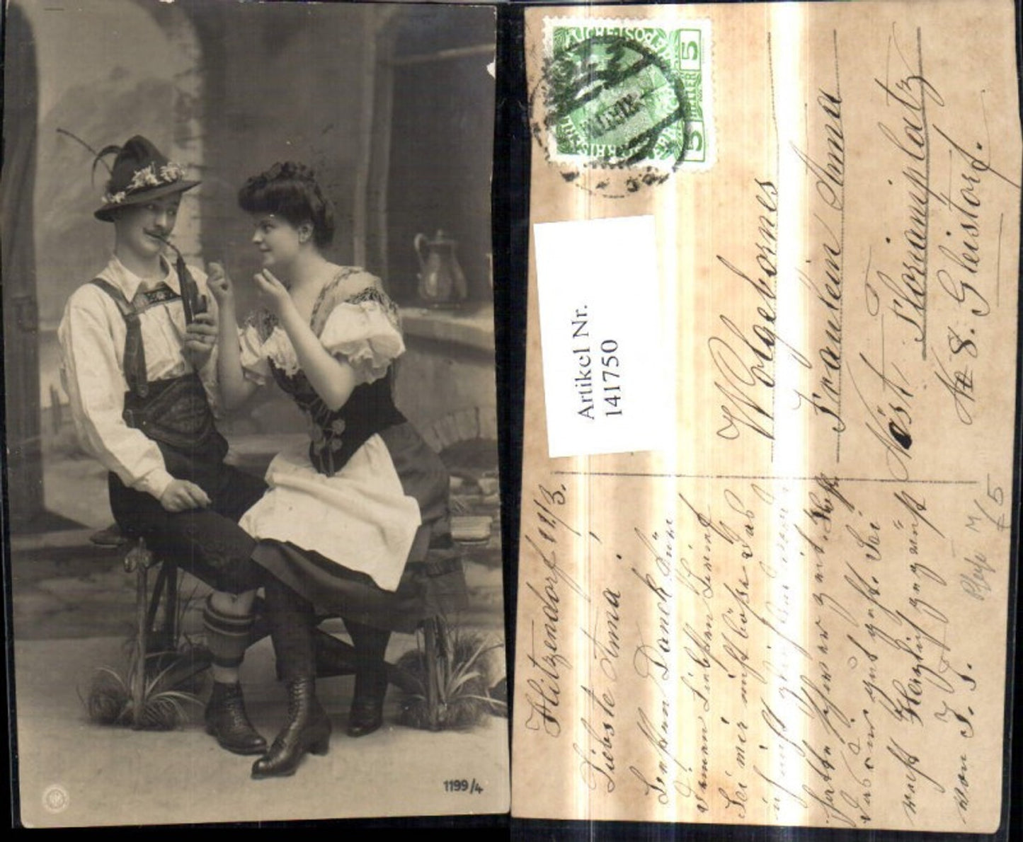 141750,Mann Frau Tracht Rauchen Pfeife pub NPG 1199/4