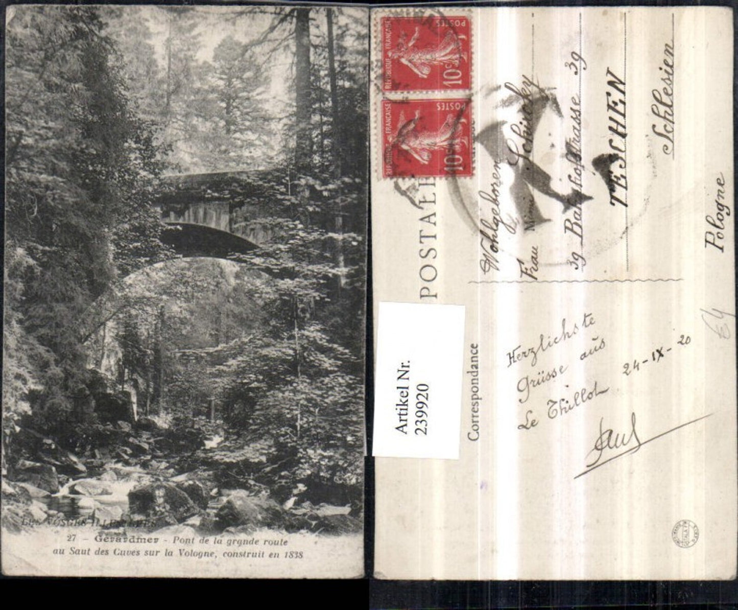 239920,Gerardmer Les Vosges Illustrees Pont de la grande route au Saut des Cuves sur la Vologne Brücke
