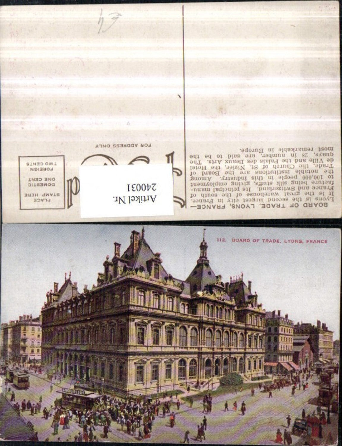 240031,Lyons Board of Trade Gebäude Straßenbahnen