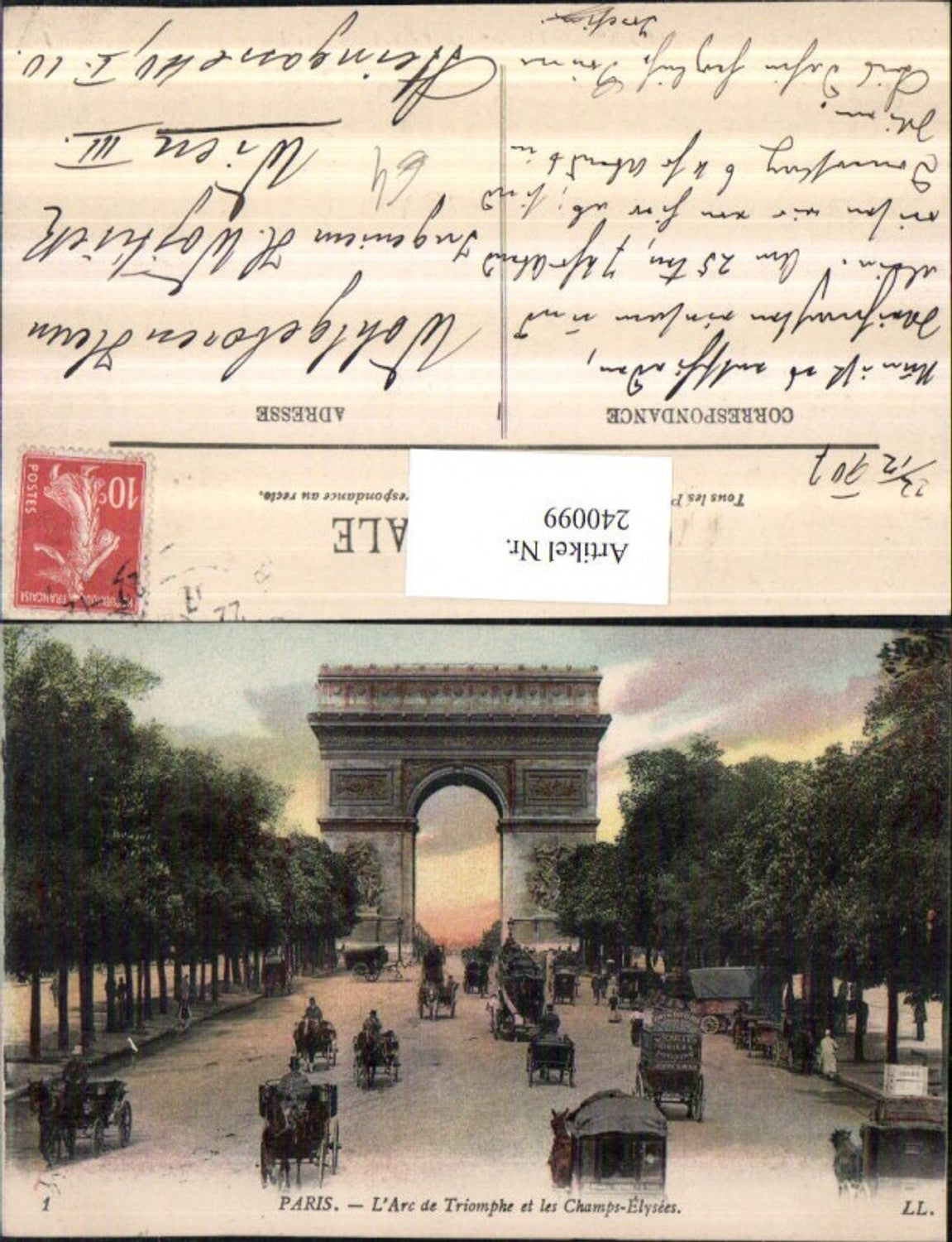 240099,Paris L'Arc de Triomphe et les Champs-Elysees Kutschen