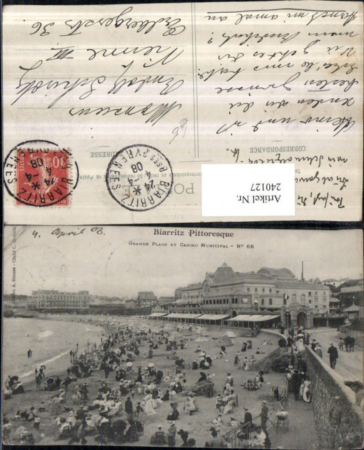 240127,Biarritz Pittoresque Grande Plage et Casino Municipal Strand Strandleben