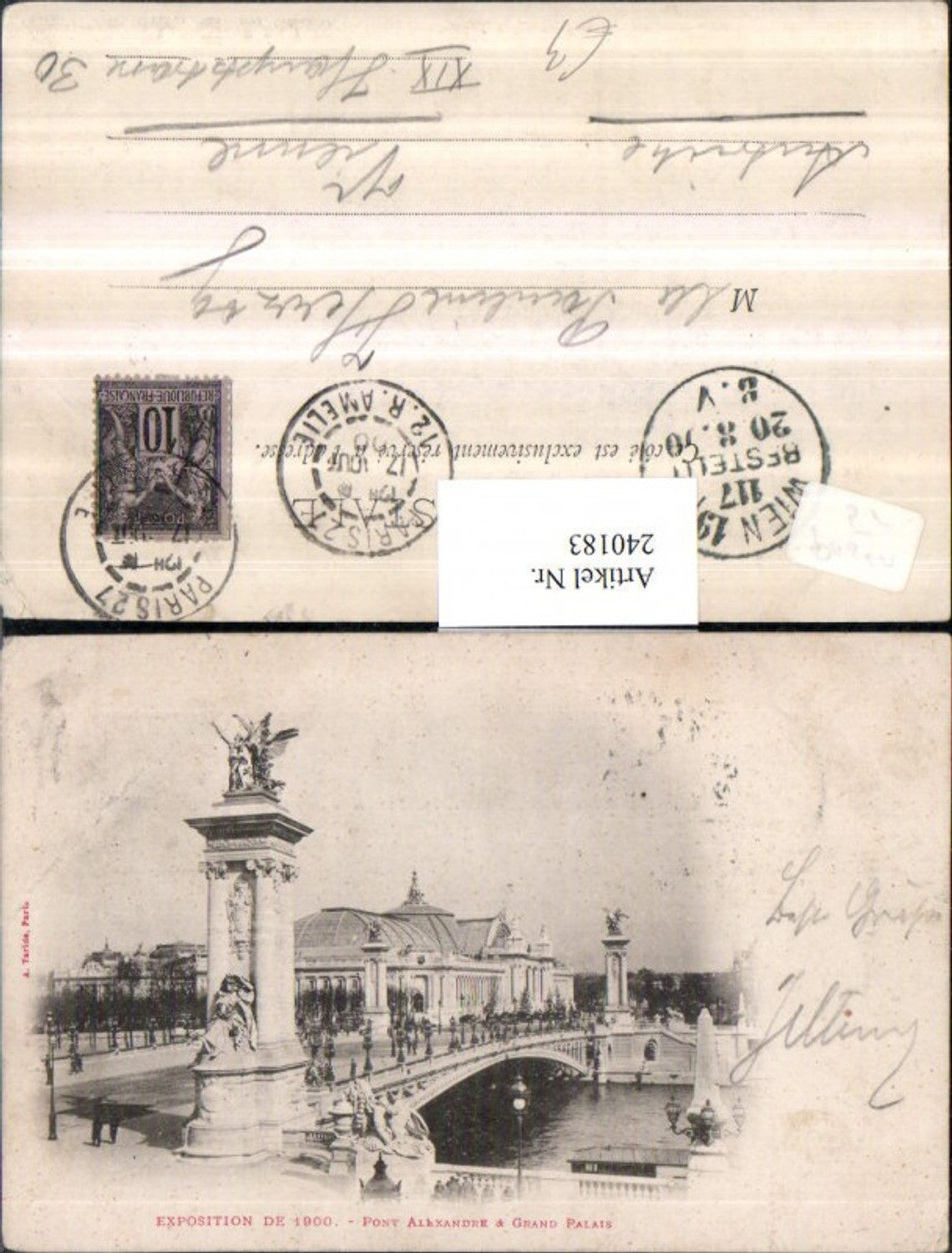 240183,Paris Exposition de 1900 Pont Alexander u. Grand Palais Brücke