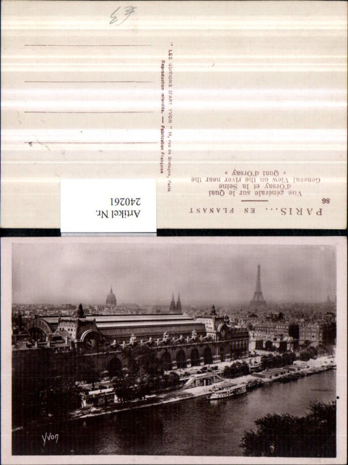 240261,Paris Teilansicht sur le Quai d'Orsay et la Seine