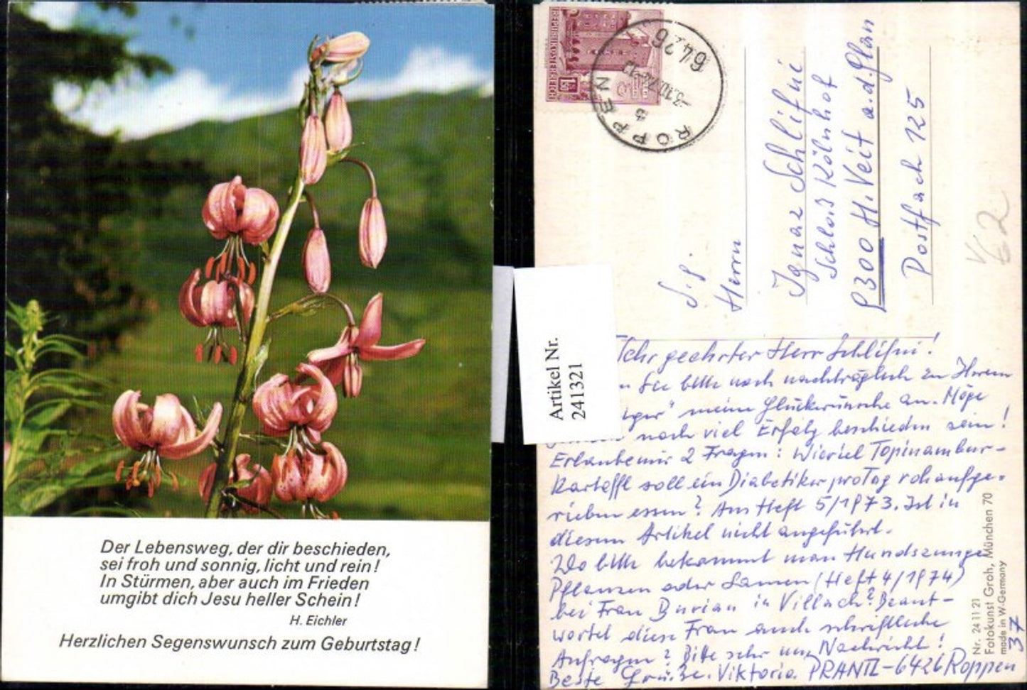 241321,Fotokunst Groh 241121 Türkenlilie Spruch Reim v. H. Eichler