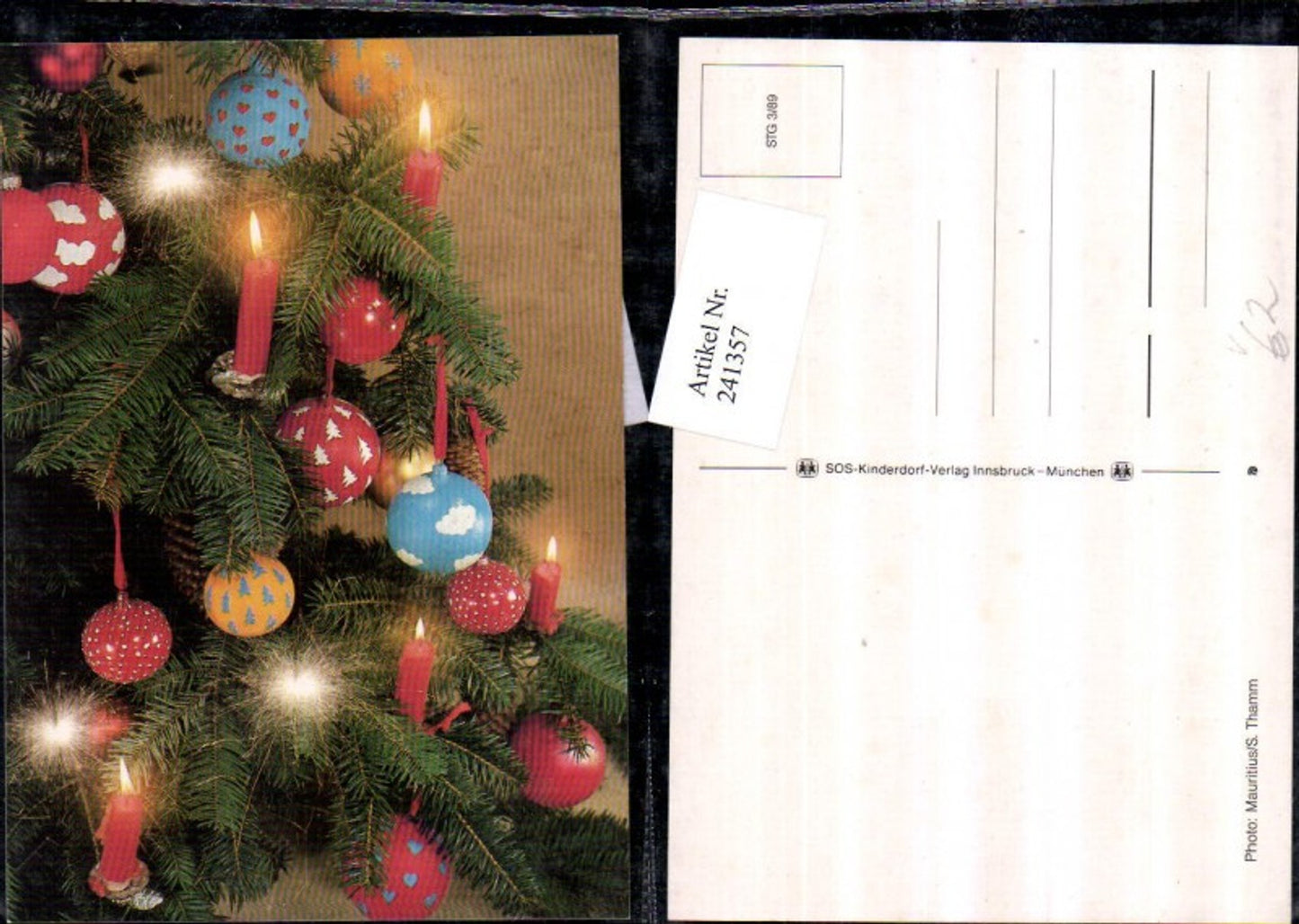 241357,SOS Kinderdorf STG 3/89 Weihnachtsbaum Kerzen Sternspritzer Weihnachtsbaumkugeln