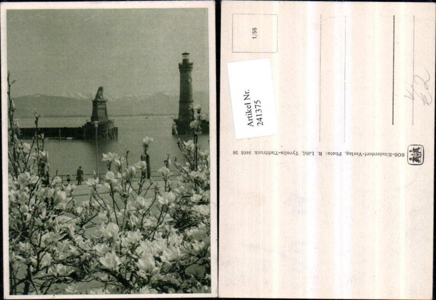 241375,SOS Kinderdorf 1/56 Lindau Hafeneinfahrt Baumblüten Leuchtturm