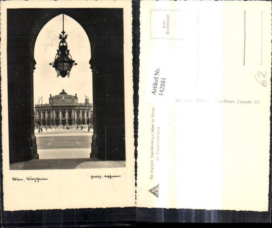 142881,foto Ak Wien Burgtheater v. Rathaustür gesehen Theater