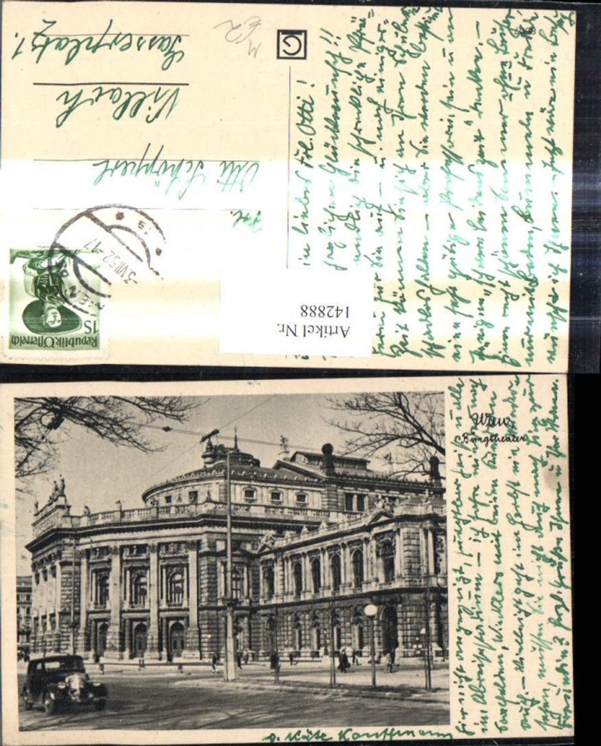142888,Foto Ak Burgtheater Wien Theater Automobil Auto i. Vordergrund