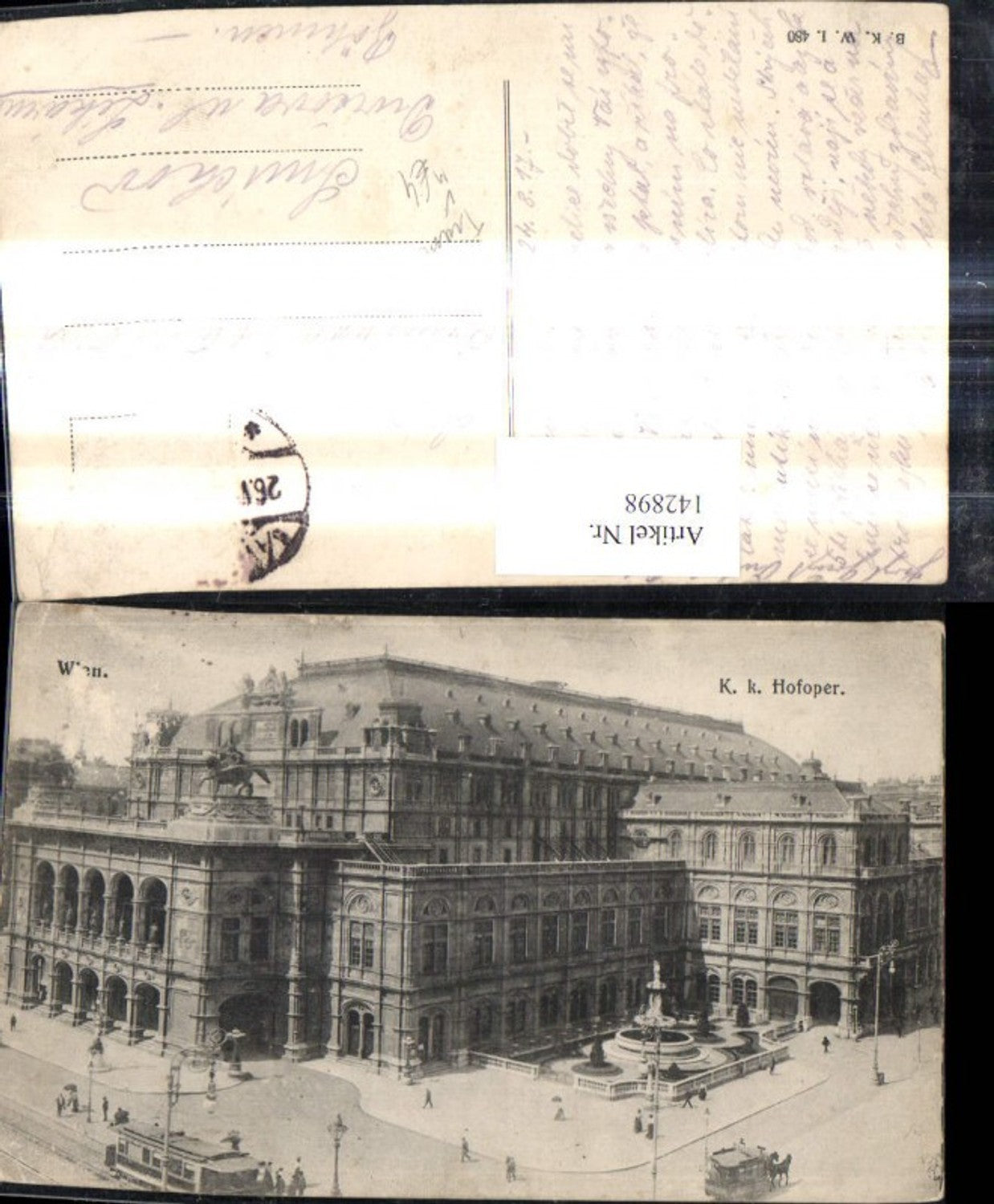 142898,Kk Hofoper Staatsoper Wien Oper Tram Ringlinie Strassenbahn pub B.K.W.I. 480