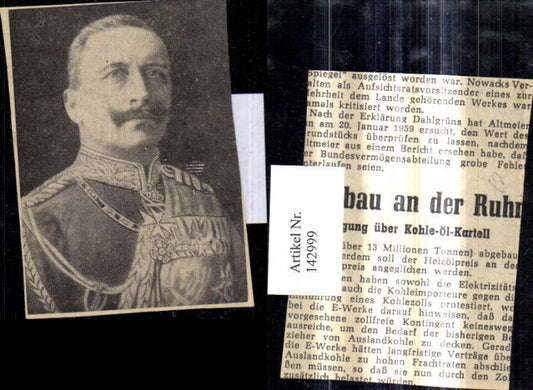 142999,Zeitungsausschnitt Kaiser Wilhelm Adel Monarchie